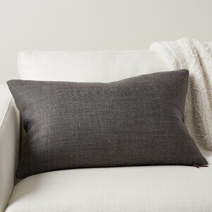 Pottery Barn Belgian Linen Lumbar Pillow Cover, 16" x 26" Charcoal